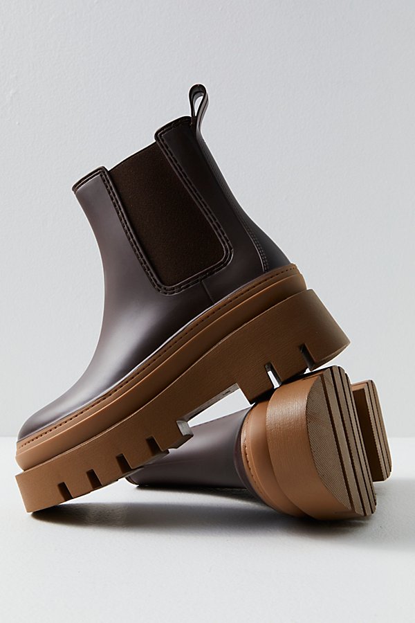 Jeffrey Campbell Pisces Rain Boots In Brown Honey