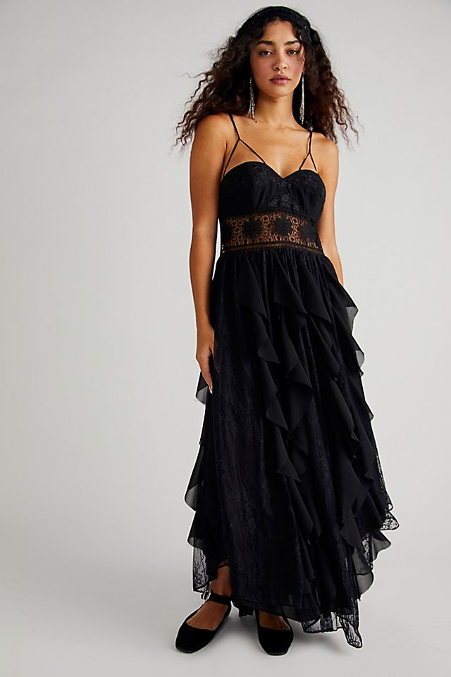 free people black lace dress butterfly polka dot midaxi in This playful and flirty mini dress features delicate lace details that add a touch of romance to your look Adored Maxi Dress by Free