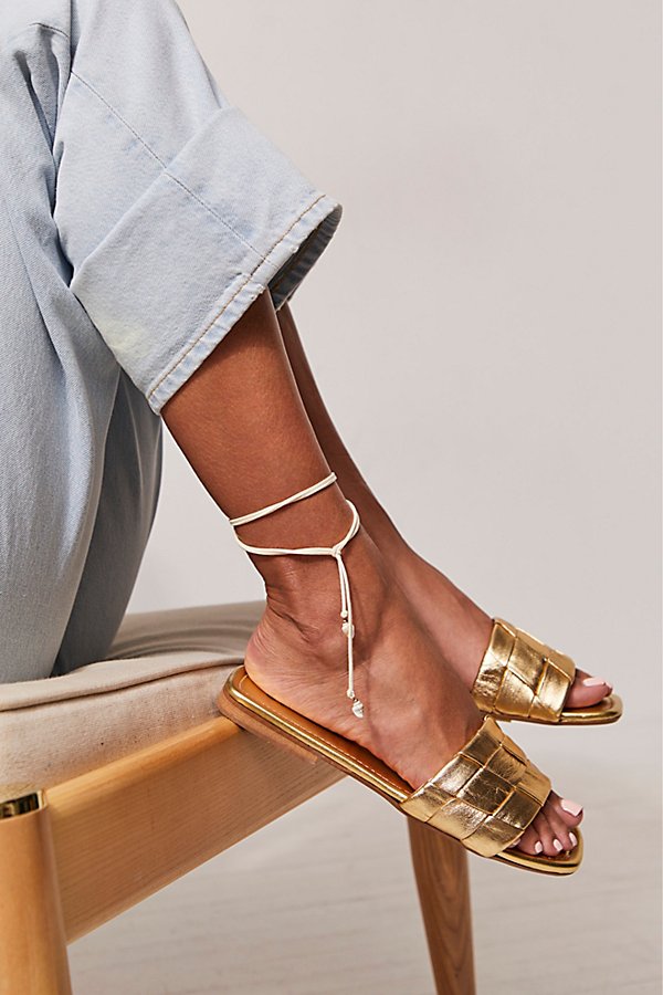 Seychelles Sun Up Slide Sandals In Gold Metallic Leather