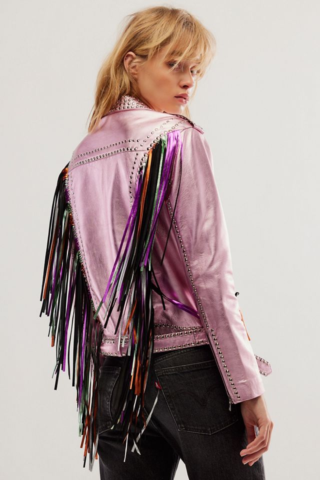 Geovana Leather Fringe Jacket #1