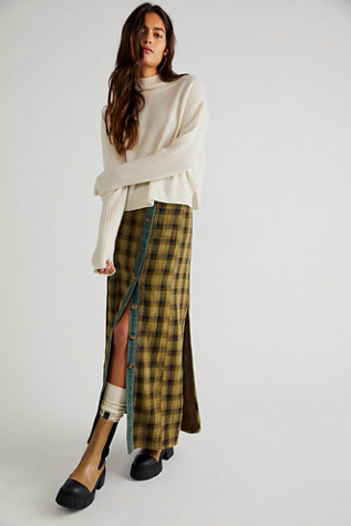 Free people sale plaid maxi skirt