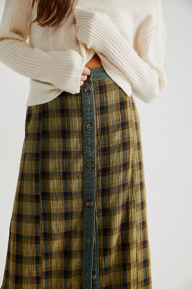 Plaid Mixed Midi Skirt #2