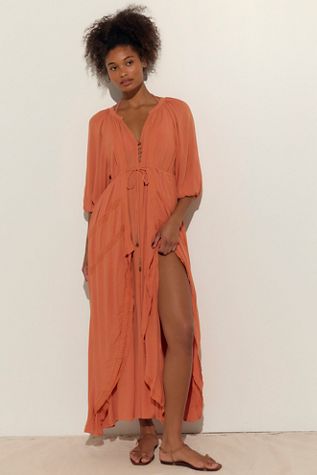 1960s Peach Cape Maxi Dress Selected By Moons + Junes Vintage | Free People