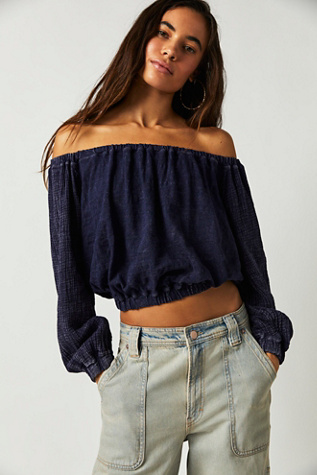 フリーピープル Free People Parfait Bubble レディース シャツ トップス Navy Free People Parfait Bubble Navy XS (Women's 0-2) at Amazon