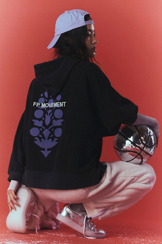 Sprint To The Finish Logo Hoodie by FP Movement at Free People, Black Grape - Puff Logo, M