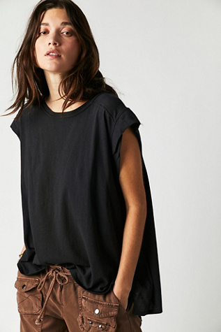 Free People Naomi Tee In Washed Black