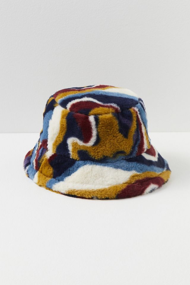 Marble Faux Fur Bucket Hat #1