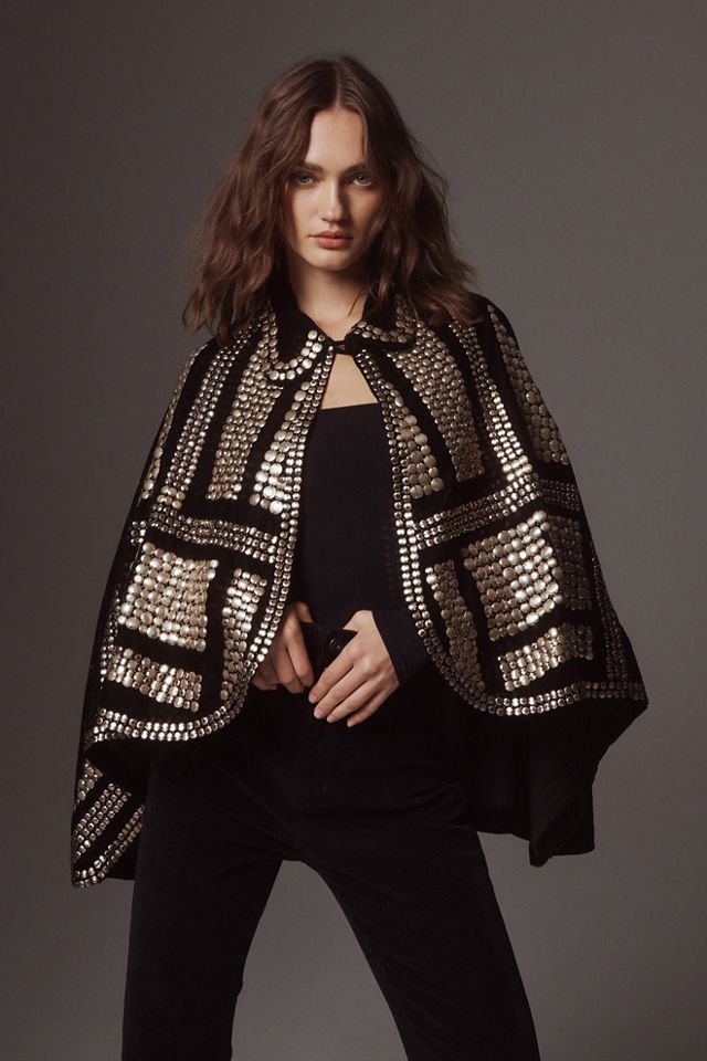 Rock Star Embellished Velvet Cape #1