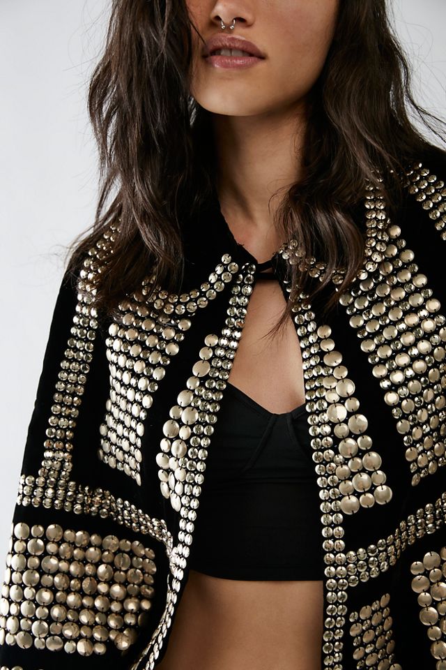 Rock Star Embellished Velvet Cape #4