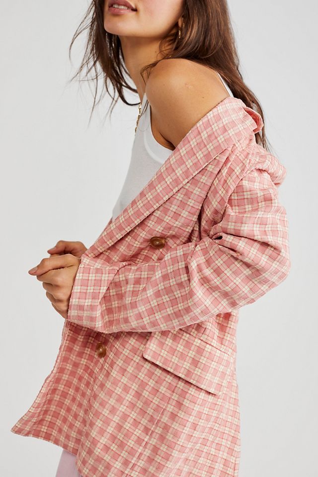 Pink gingham blazer best sale