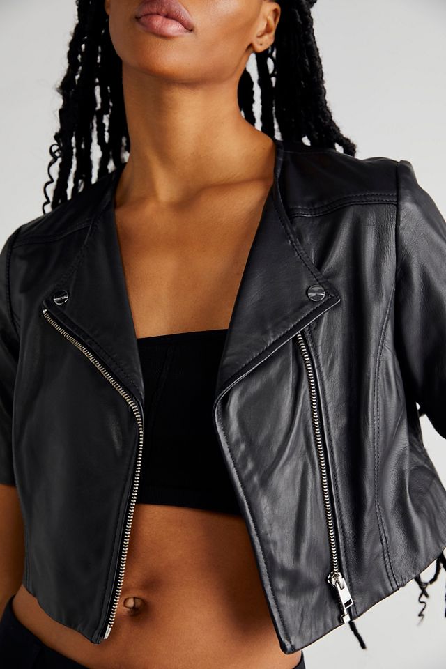 Kirsi Cropped Biker Jacket – Curated By Club Prive NYC