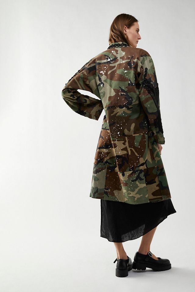 Long camo outlet trench coat