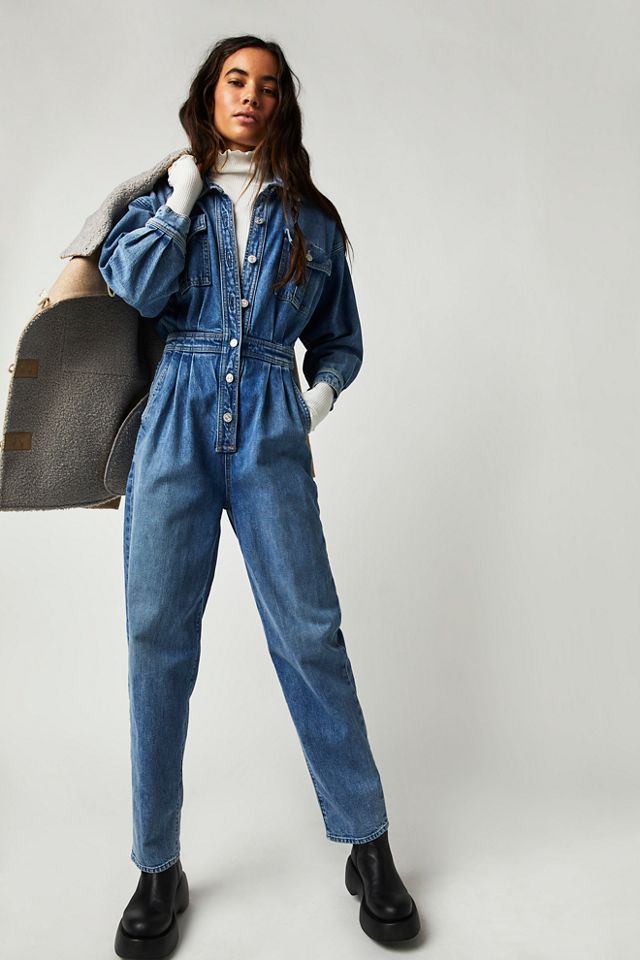 Mother store denim jumpsuit