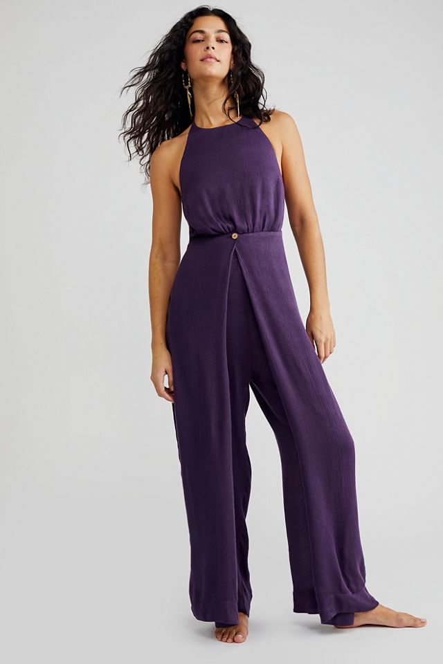 Free people store purple jumpsuit