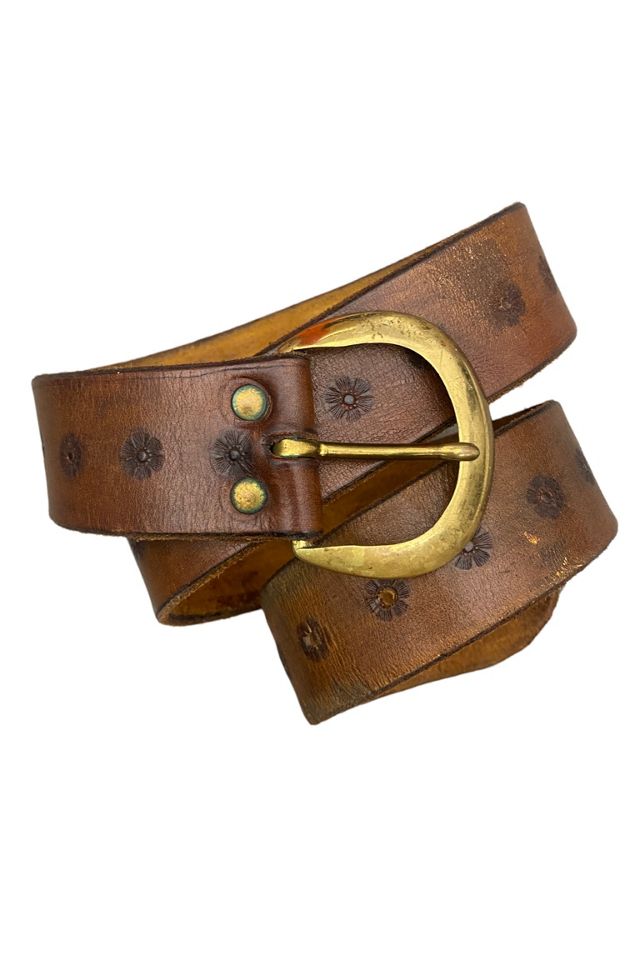 1970s Vintage Tooled Leather and Brass Buckle Selected by BusyLady Baca & The Goods #1