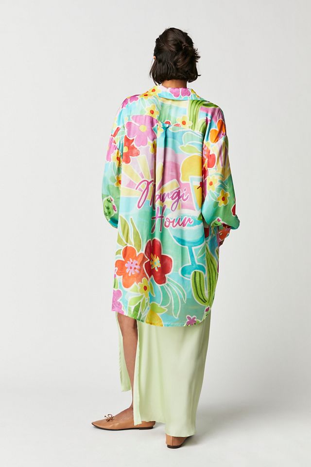 margi hour shirt dress Spell Paloma Collection Margi Hour Shirt Dress Coverup Size XL 100% Rayon
