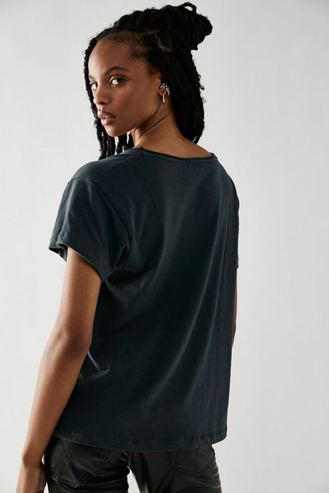 Pull&Bear padded shoulder t-shirt in washed gray