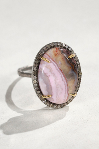 Robindira Unsworth Pave Diamond Agate Ring