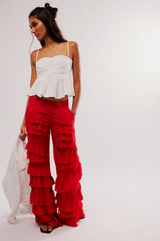 Rock And Frill Trousers at Free People in Red Dahlia, Size: Large