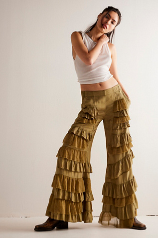 Rock And Frill Trousers at Free People in Weeping Willow, Size: Medium