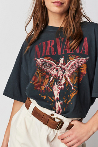 Nirvana T-Shirt Ufficiale Unisex Poppy Heart Band Logo – Maglia In Cotone Nero