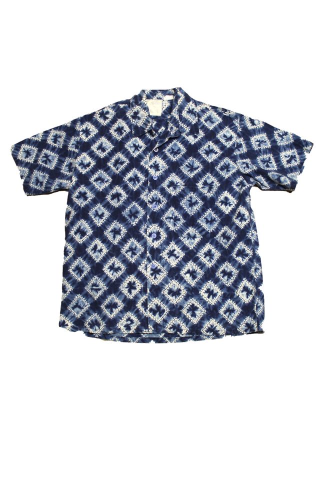 Vintage 1980's Handmade Indigo Batik Diamond Pattern Shirt Selected By ...