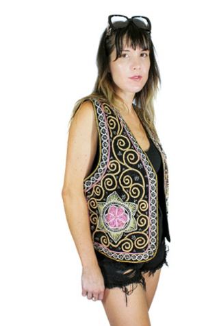 1970s Bali Beaded Banjara Floral Vest Selected By Moons + Junes Vintage