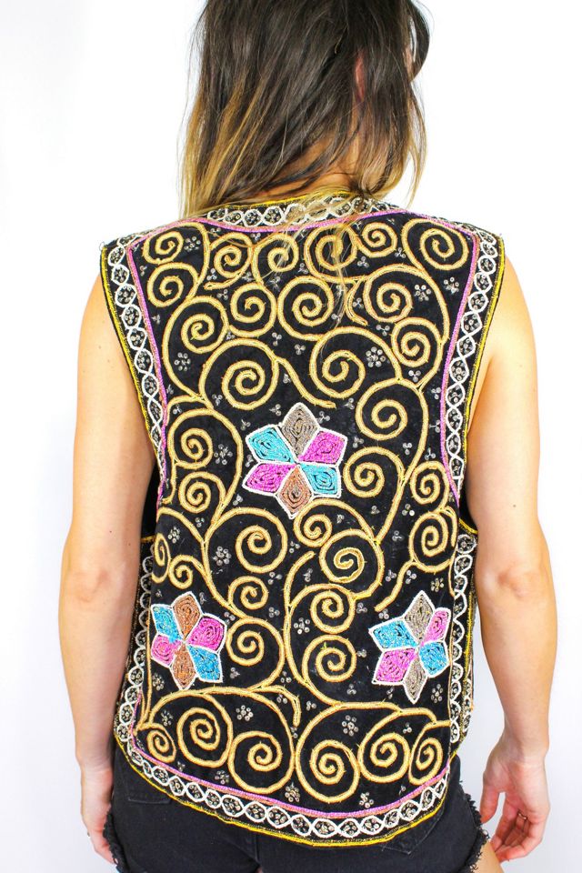 1970s Bali Beaded Banjara Floral Vest Selected By Moons + Junes Vintage #1