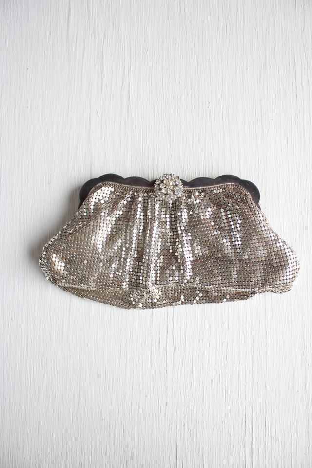 Vintage Whitting & Davis Silver Mesh Rhinestone Evening Clutch Selected By Moons + Junes Vintage #1