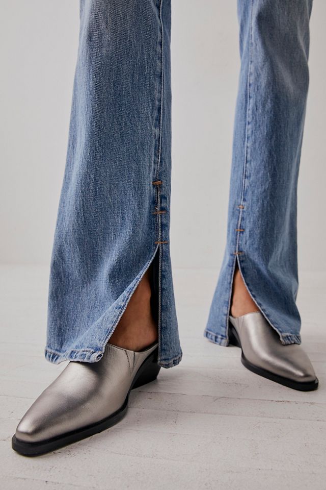 Free people hot sale silver mules