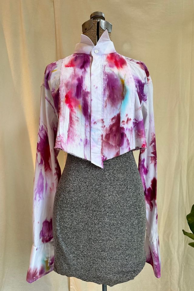 KA.TL.AK Wearable Art Magenta Cropped Tuxedo Shirt #1