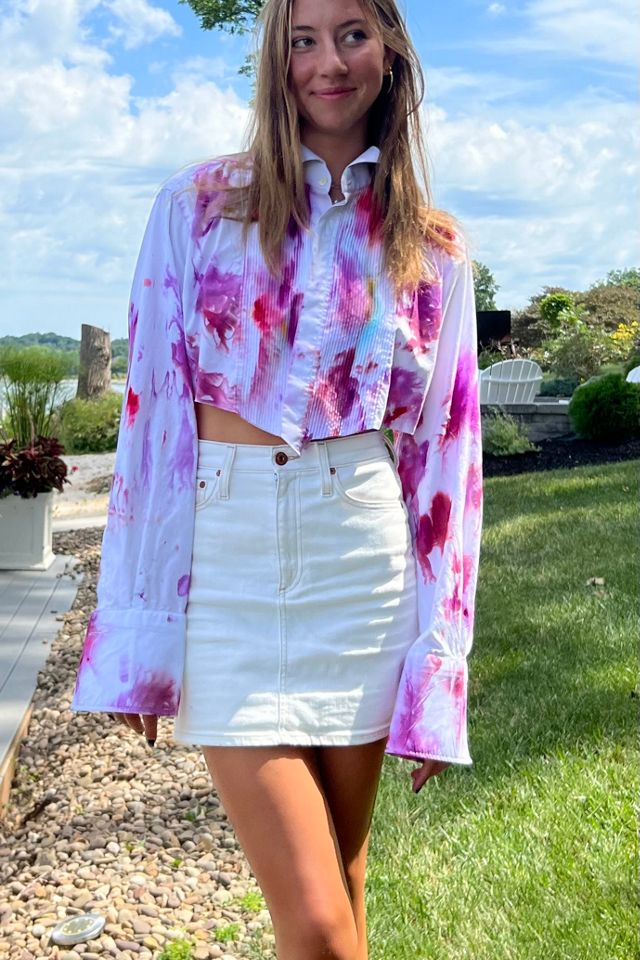 KA.TL.AK Wearable Art Magenta Cropped Tuxedo Shirt #3