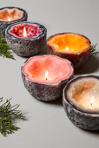 Crystal Geode Candle by Amethyst & Amber Candles at Free People in Smokey Quartz