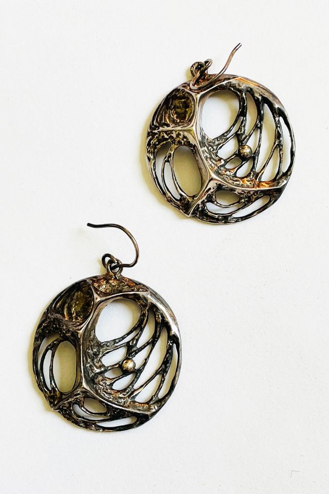 Vintage Artisan Brutalist Sterling Earrings Selected by FernMercantile #2