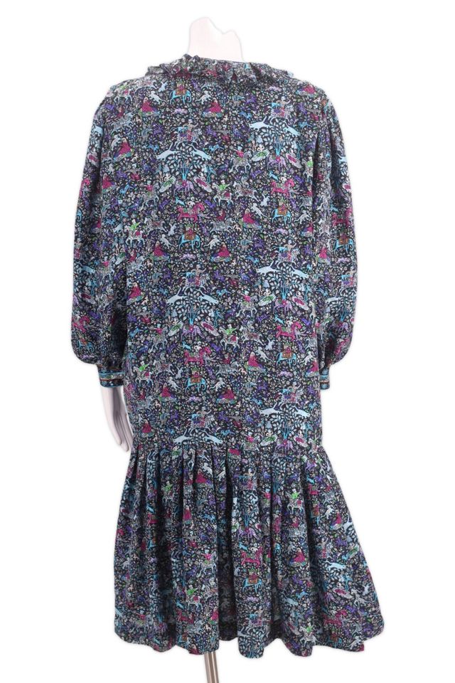 1970s Silk Forrest Print Peasant Dress Selected By Ritual Vintage #2