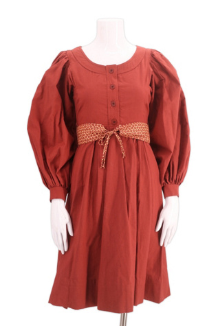 1970s Terracotta Cotton Peasant Dress Selected By Ritual Vintage