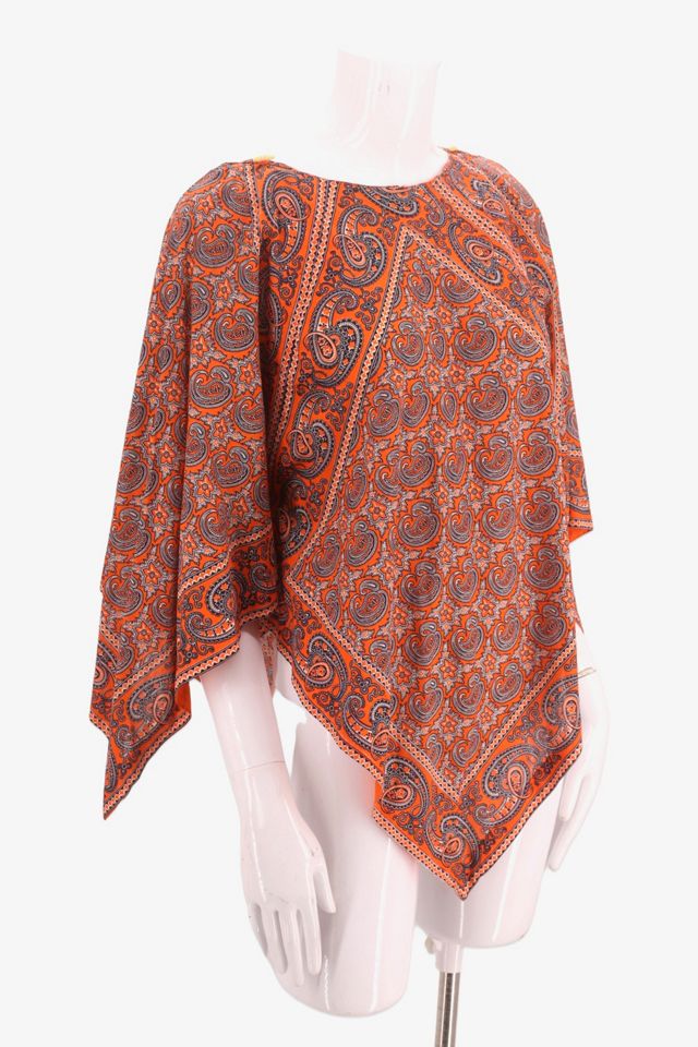1960s Orange Crush Paisley Poncho Top Selected By Ritual Vintage #1