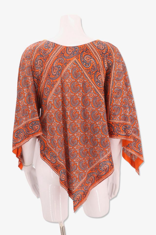 1960s Orange Crush Paisley Poncho Top Selected By Ritual Vintage #2