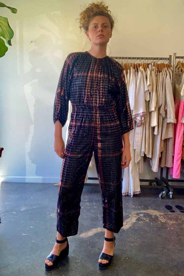 Free people hot sale plaid jumpsuit