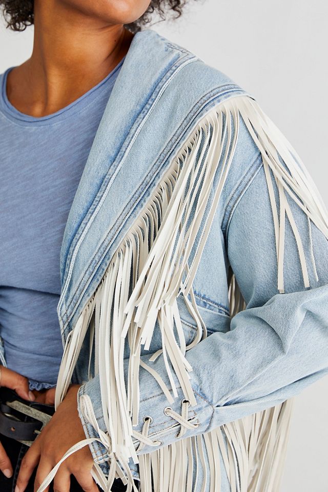 Blank nyc set for life fringe jacket free people