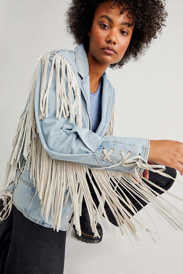 Blank nyc set for life fringe jacket free people