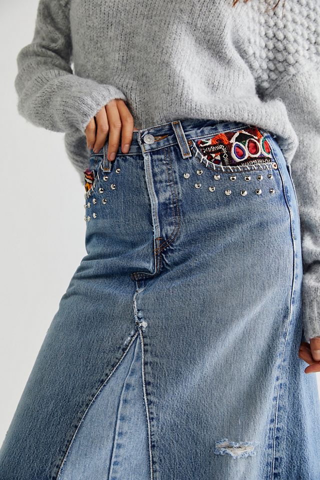Tricia Fix Studded Denim Maxi Skirt #2