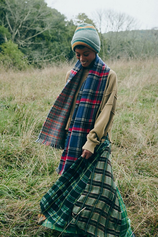 PULP 限定 SOL EX PLAID KNIT SCARF Alpaca-Blend Rib-Knit Hood Scarf