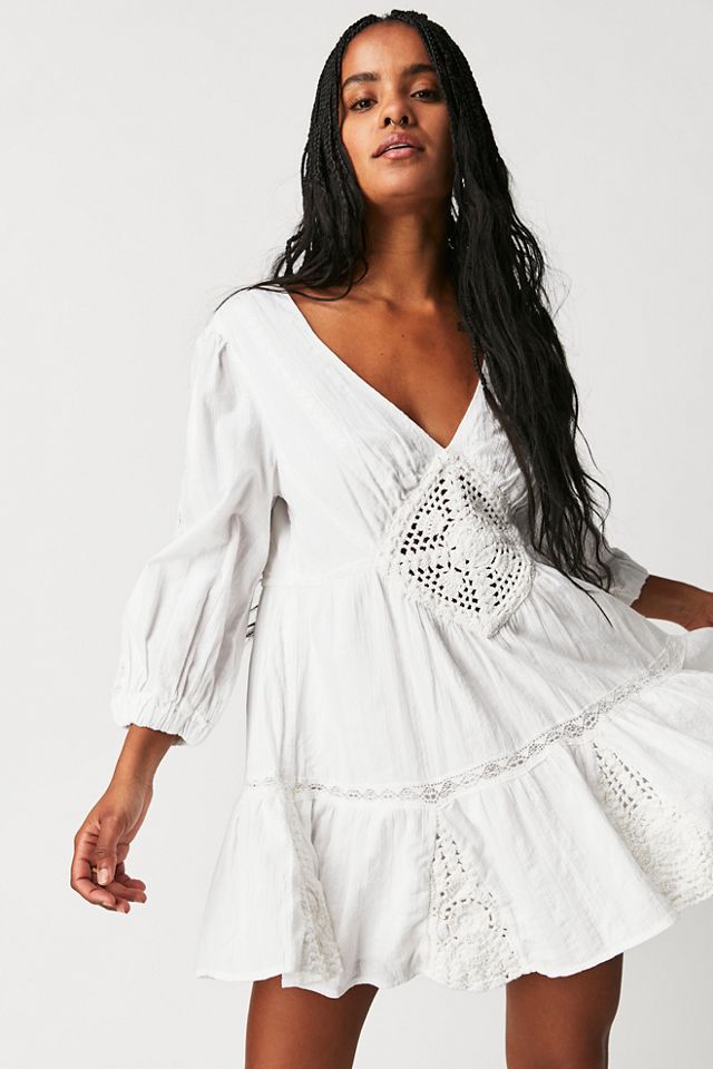 Free people white shop long sleeve dress