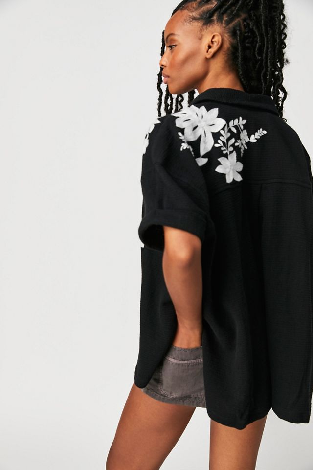 Flowers Embroidered Shirt #2