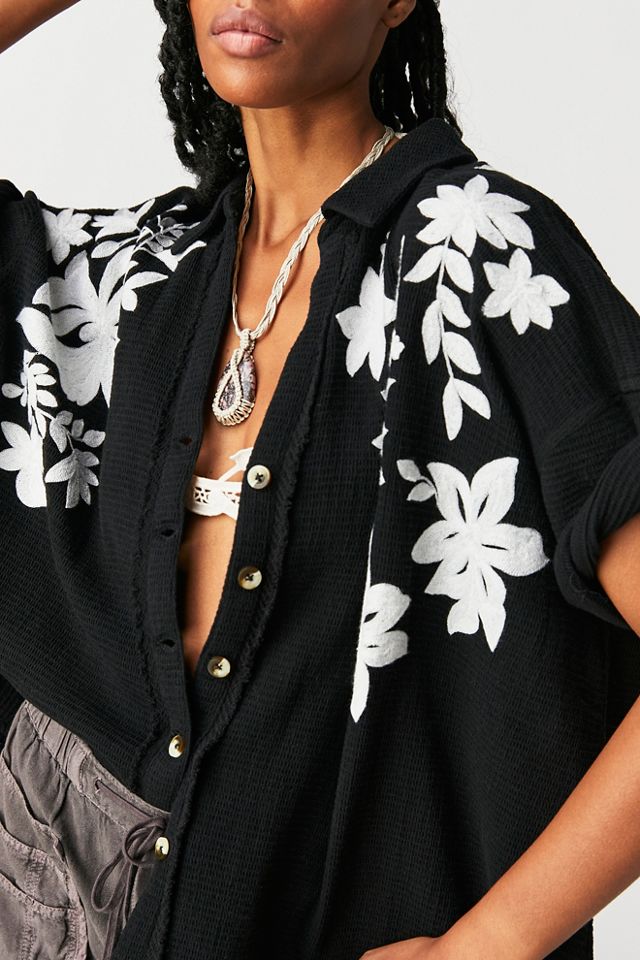 Flowers Embroidered Shirt #3