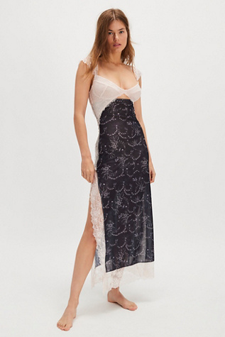 Suddenly Fine Maxi Slip By Intimately At Free People In Black Ribbon Combo, Size: Large