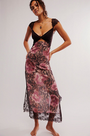 Suddenly Fine Maxi Slip by Intimately at Free People in Shaved Chocolate Combo, Size: Small