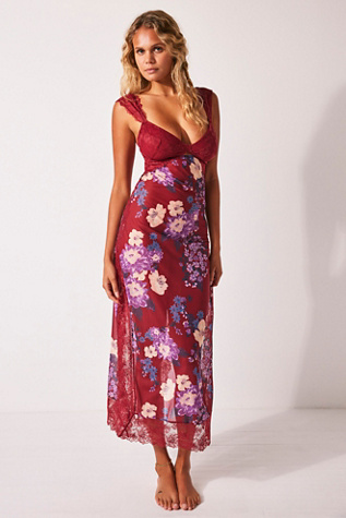 Suddenly Fine Maxi Slip by Intimately at Free People in Dahlia Combo, Size: Large