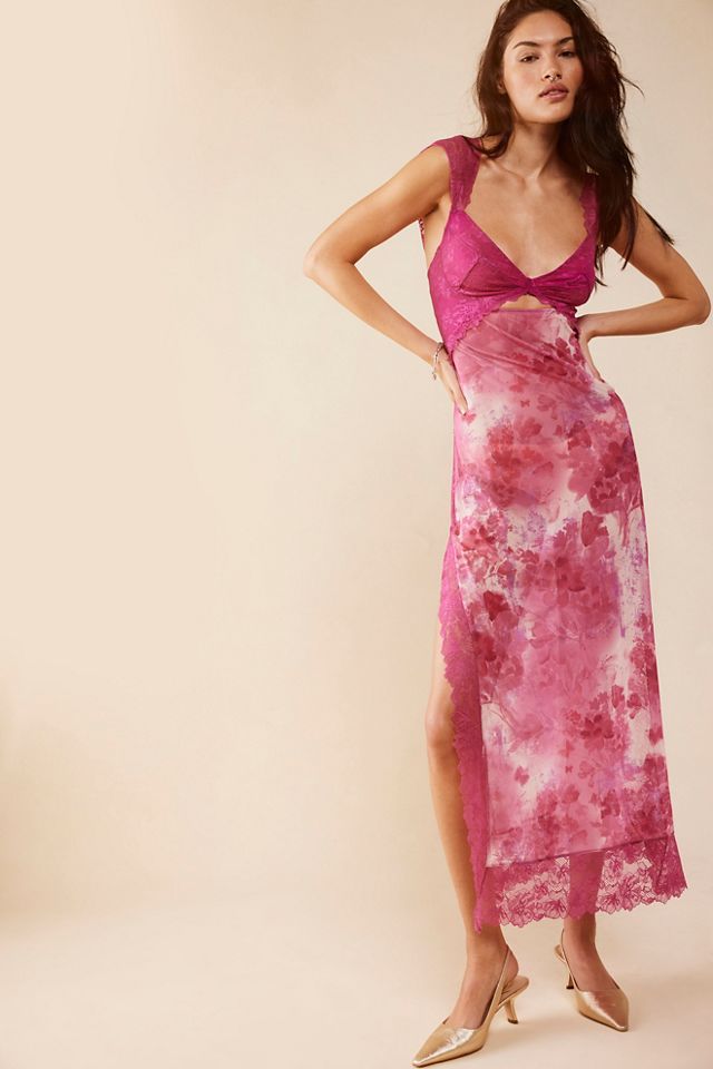 Lace Trim Sheer Maxi Slip Dress